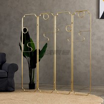 Ming war New Chinese classical screen partition light luxury living room folding mobile folding screen activity creative push and pull background