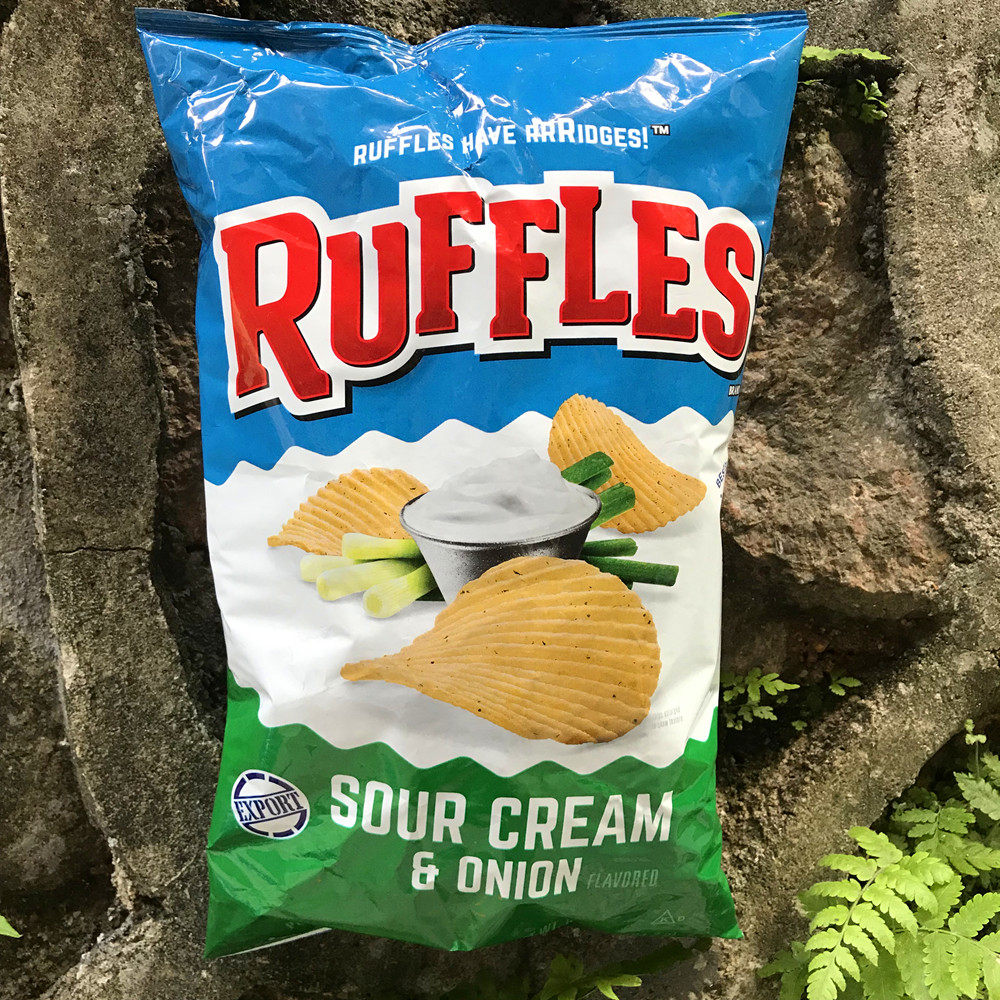美国乐事ruffles波浪形薯片酸奶油洋葱味sour cream&onion 184.