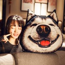 3D Husky dog head pillow simulation pet wonderful pillow Bedside cushion sofa boys funny two Ha pillow