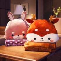 Winter multi-function warm hand pillow quilt dual-use three-in-one hand office nap blanket artifact pillow