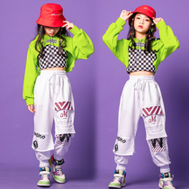 Girls jazz dance short costume tide hip hop White street dance pants set tide navel dance suit