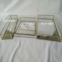 ins wind lidless square glass tray Nordic desktop storage and finishing plate Oval cosmetic earrings display plate