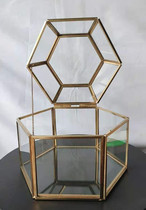 Geometric glass greenhouse fleshy moss green plant Transparent glass flower box Wedding holiday gift gift display box