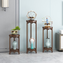 New Chinese flower shelf Living room Round Triangle Landing Shelve with light and luxurious flower pots Nanzhu Antique Flowers a few