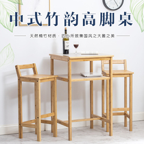 Nanzhu Bar Bench High Foot Table Leaning Against Wall Table And Chairs Combined Bar Milk Tea Shop Balcony Leisure Table Brief About High Footstool