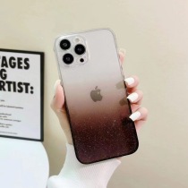 Apply Apple 13Promax sparkling mobile phone shell iphone12 13 gradient tempered glass shell black powder transparent