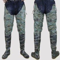 Agricultural paddy field transplanting boots Camouflage high tube over-the-knee rain boots Waterproof rain boots Fishing wading shoes blood-proof pants