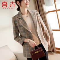 40-year-old 50 mother autumn plaid jacket short foreign-style suit 2021 new middle-aged womens temperament jacket