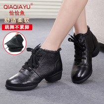 Precisely Fish Dance Shoes Women Outwear Modern Dance White Square Dance Shoes Genuine Leather Soft Bottom Dancing Shoes Spring Summer Season Fashion