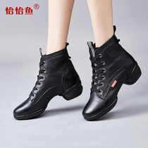 Precisely Fish Dance Shoes Women Soft-bottom Genuine Leather Square Dance Shoes Modern Dancing Shoes External to water Soldiers Dance Shoes