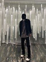 American High Street Summer Washed Splicing Cloth Destroying Old Retro Micro Trumpet Black Jeans Mens and Womens Casual Pants