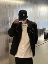 American retro autumn niche high-end short baseball jacket jacket mens trendy brand fried street black neutral top