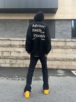 American high street hip-hop all-match autumn vibe hooded sweater star embroidered letters loose street mens and womens sweater