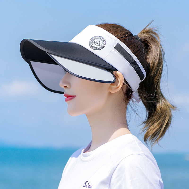 遮阳帽子女夏防晒帽防紫外线遮脸大沿帽户外空顶帽骑车运动太阳帽