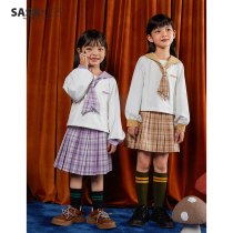 SASAKIDS customized big girl spring and autumn college wind JK uniform suit navy-collar jacket