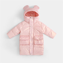2021 new children's down jacket girls long knee thick boys baby children wash foreign style coat