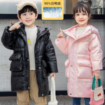 2021 new girls down jacket long wash-free padded coat foreign style boys children's clothing white duck down
