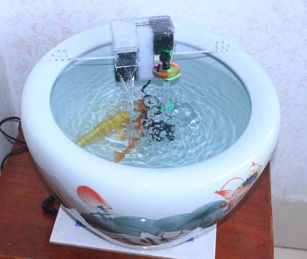 陶瓷鱼缸过滤器圆形缸低水位吸便滤盒设备玻璃缸养鱼盆循环水增氧