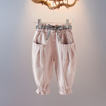 2021 autumn girls foreign trousers baby girl 1-2-3 years old autumn casual pants baby autumn pants tide