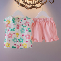 2022 Yangqi girl short sleeve T-shirt suit Xias 1-2-3-year-old female baby Summer short sleeve summer dress suit New wave