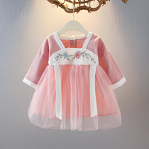 Girls Handmaids dress dress 1-3 years old female baby Guwind Down with baby China Wind Breeze Skirt Spring Dress New 4 Tide 0