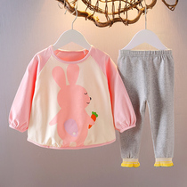 Baby Spring Clothing Two Sets Foreign Air Girl Long Sleeve Suit Clothes 1 Year Old 3 Women Baby Cartoon Spring Dress Suit New Wave