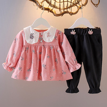 Childrens clothing One year old female baby spring clothing foreign air Two sets of girls Spring suit Baby spring clothes Childrens suit