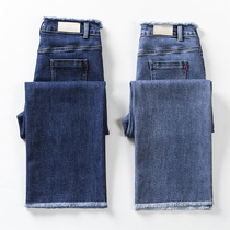 2019 Korean denim wide leg pants womens loose jeans slim burrs long trousers Hong Kong flavor temperament straight pants tide