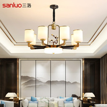 New Chinese chandelier living room lamp all copper simple modern Chinese style Zen tea room bedroom dining room lamp new 8115