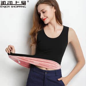 保暖加绒棉背心女打底马甲冬紧身加厚背心塑贴身内衣托胸哺乳上衣