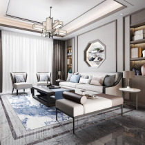 New Chinese fabric sofa combination modern Chinese light luxury solid wood living room small apartment Zen model room furniture