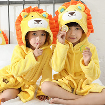 Childrens clothing Childrens nightgown Coral velvet autumn and winter pajamas Boys thickened boys flannel baby bathrobe Girls nightgown