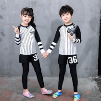 Childrens sunscreen swimsuit Wetsuit Korean zipper long-sleeved trousers Quick-drying boys and girls student snorkeling jellyfish suit