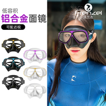 FRENZEL flange left free diving mask low volume soft silicone scuba fishing and hunting mask can be equipped with myopia