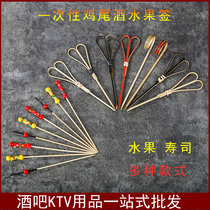 Flower cocktail decoration wine taker one-time fruit sign creative bamboo string Art Sign Bar bar dim