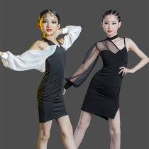 Net Red childrens Latin dance clothes bubble sleeve dress childrens Latin practice clothes autumn professional competition clothes women