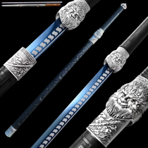 Dragon Quan Tang horizontal knife long straight knife hand forged and combined high manganese pattern steel knife sword ring first knife weapon unopened