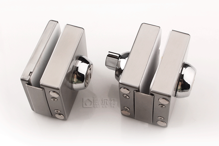 不锈钢化玻璃门锁 方形移门推拉门锁 中央单双开门插销锁免不开孔