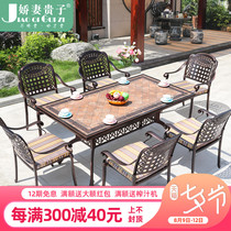 Outdoor leisure table and chair combination Outdoor courtyard garden simple wrought iron cast aluminum outdoor table and chair Balcony chair