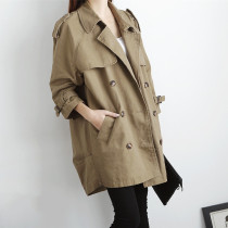 2021 spring new women's Korean version of loose casual long double-breasted trench coat women's coat spring and autumn tide