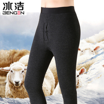 Ice clean autumn and winter thick wool warm pants mens three layer extra thick leggings large size skinny wool pants