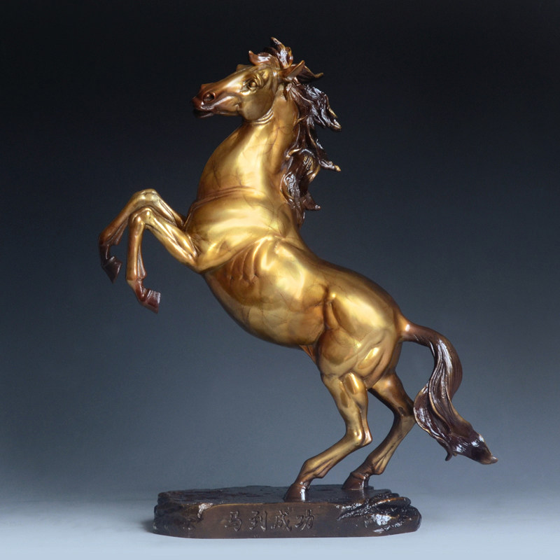 艺品铜雕 马摆件 全铜工艺品马到成功 现代客厅装饰品 招财铜马_7折