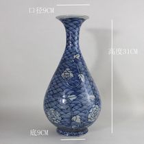 Jingdezhen antique porcelain imitation blue and white seawater entangled branches jade pot spring vase antique collection ornaments