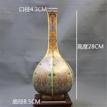 Jingdezhen antique porcelain Daqing Yongzheng enamel flower and bird Six-Party vase antique antique collection ornaments