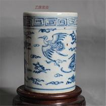 Jingdezhen antique porcelain Qing hand-painted blue and white Phoenix pen holder antique porcelain antique antique collection Pen Holder