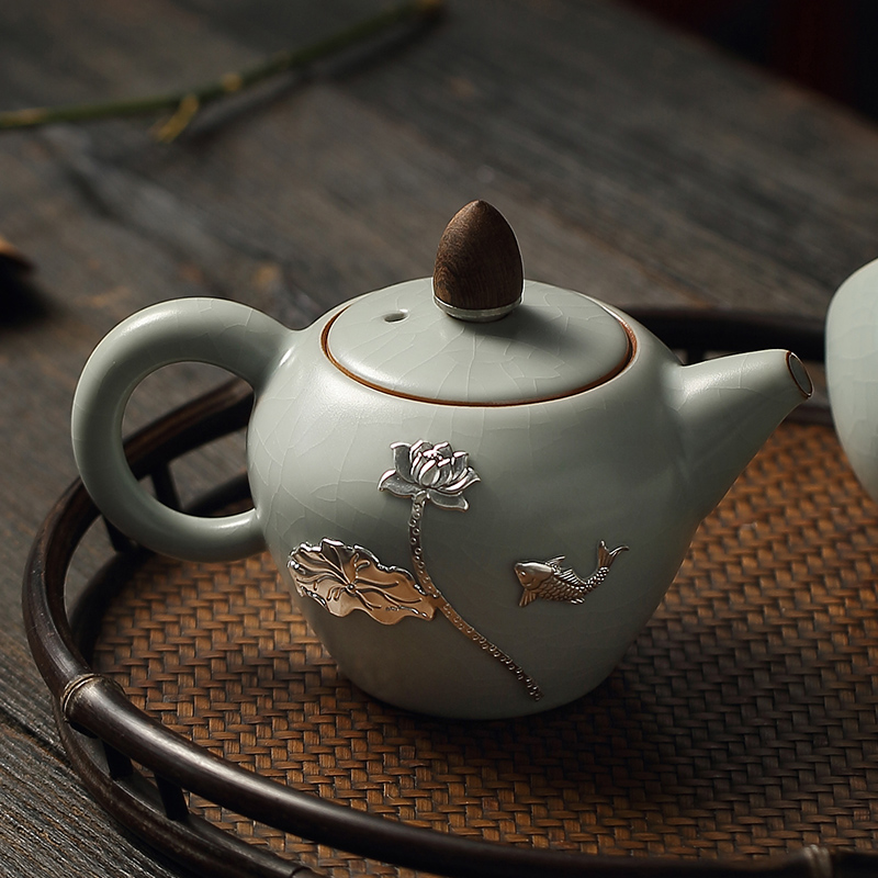 Taiwan FengZi kung fu tea pot home beauty shoulder pot of single pot small cut your up ceramic teapot with silver