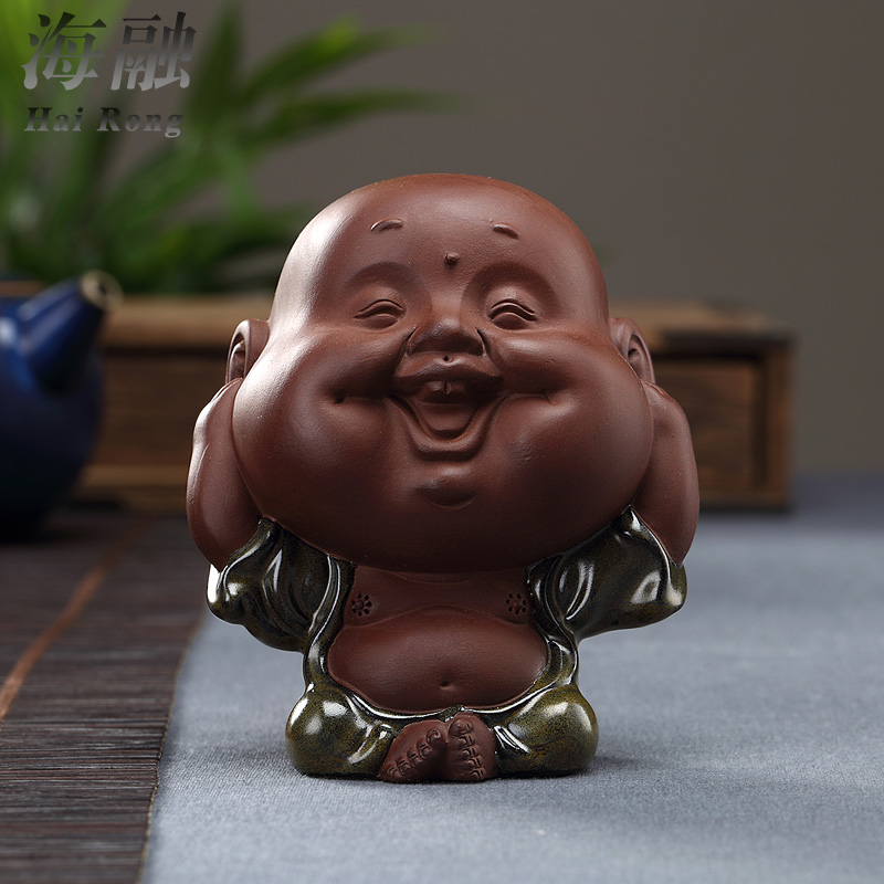 Ideas sometimes express little monks kung fu tea set decoration accessories purple mini little novice monk tea pet furnishing articles