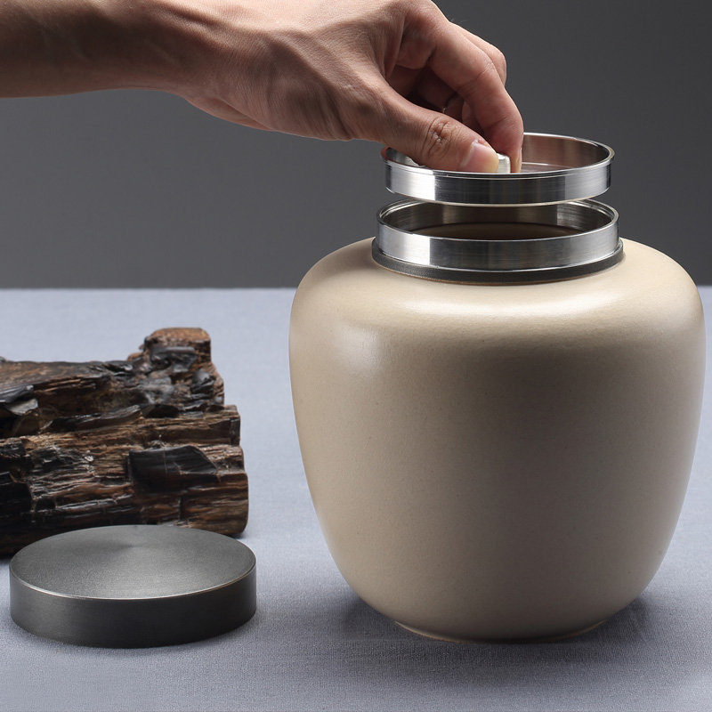 TaoMing x combine like jingdezhen manual large seal caddy fixings ceramic white clay household warehouse pu 'er tea POTS