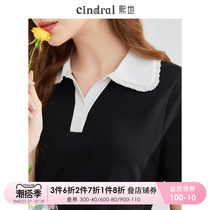 Xi Lands 2022 Summer new small scents wind one-piece dress woman superior sensation v collar small crowdstitch display slim polo dress