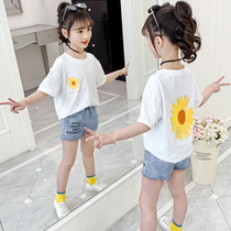 Girls t-shirt 2021 new summer short-sleeved childrens clothing net red childrens half-sleeve Korean version of the girl summer top